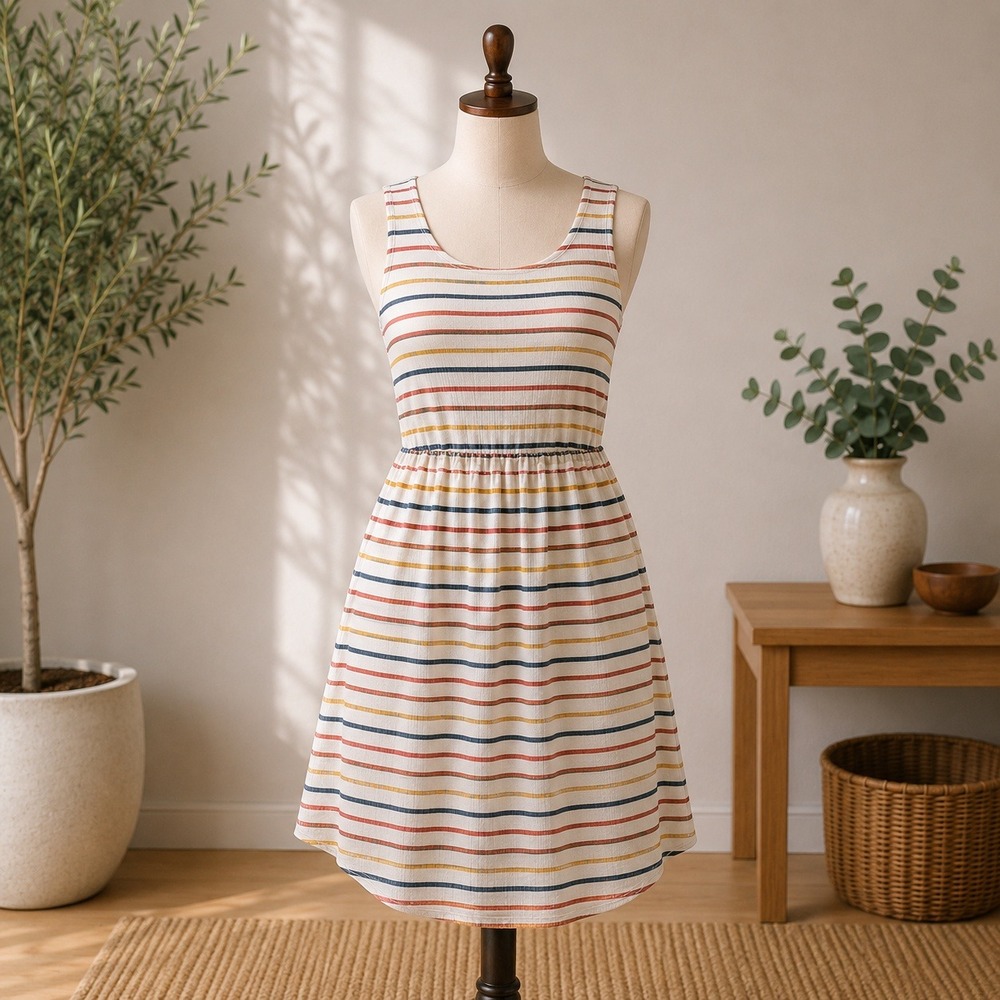 NWT O'Neill Bryce Dress Womens Medium Multi Color Striped Twist Back Cutout Knit